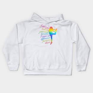 Can’t Go Back to Yesterday, Rainbow Dancer Graphic, Inspirational Quote Kids Hoodie